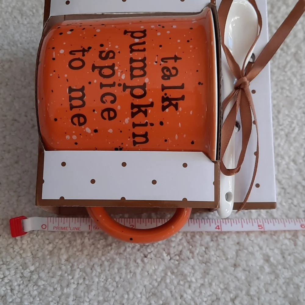 3 for $30. Talk Pumpkin Spice to Me ceramic mug and spoon set